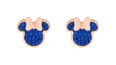 Cercei Disney Minnie Mouse - Otel Medical Inoxidabil Rose si Cristale Albastre