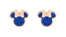 Cercei Disney Minnie Mouse - Otel Medical Inoxidabil Rose si Cristale Albastre