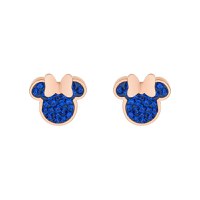 Cercei Disney Minnie Mouse - Otel Medical Inoxidabil Rose si Cristale Albastre - 1