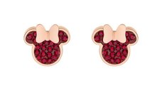 Cercei Disney Minnie Mouse - Otel Medical Inoxidabil Rose si Cristale Rosii