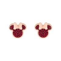 Cercei Disney Minnie Mouse - Otel Medical Inoxidabil Rose si Cristale Rosii - 1