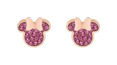 Cercei Disney Minnie Mouse - Otel Medical Inoxidabil Rose si Cristale Roz