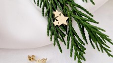 Cercei festivi - Sclipire Stelara - 3 stelute unite cu - Inchizatoare surub - Argint 925 placat cu Aur Galben 18K