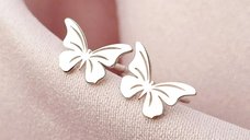 Cercei fluturasi Chic Bijoux din argint 925, cu decupaje si inchidere cu surub