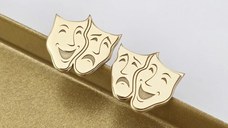 Cercei masti de teatru - Argint 925 placat cu Aur 18K, surub