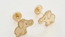 Cercei pentru copii - Model Elefant din Aur Galben 14K cu Inchizatoare Sigura