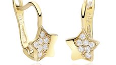 Cercei pentru copii - Model New Star Was Born - Aur Galben 14K cu Cubic Zirconia