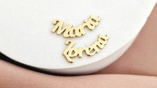 Cercei Personalizati cu Nume – Design Arcuit – Argint 925 placat cu Aur galben 18K