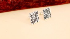 Cercei personalizati cu QR code - Argint 925, surub