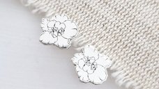 Cercei personalizati - Floare de Camelie - Argint 925 - inchidere surub