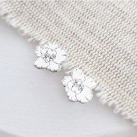 Cercei personalizati - Floare de Camelie - Argint 925 - inchidere surub - 1