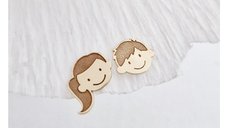 Cercei Personalizati pentru Familie - Fata si Baiat - Aur Galben 14K