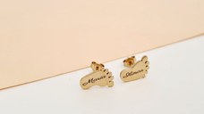 Cercei personalizati - Talpi bebe - Argint 925 placat cu Aur Galben 18K - Inchidere surub