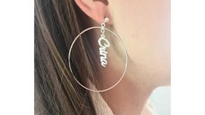 Cercei rotunzi BIG HOOPS cu nume - Argint 925 - Inchizatoare surub