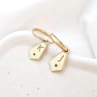 Cercei rotunzi - HOOPS in forma de cravata cu initiale personalizate - Argint 925 placat cu Aur galben 18K - 1