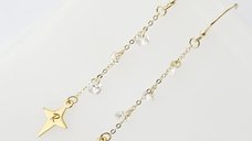 Cercei Starlight - Zirconii Albe & Pandantiv Stea cu Initiala - Argint 925 placat cu Aur Galben 18K