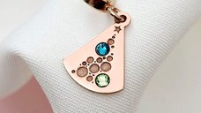 Charm Personalizat de Craciun - Brad cu Globuri - Argint 925 Placat cu Aur Roz 18K si Cristale Swarovski