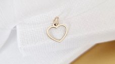 Chic Bijoux Choker din aur galben 14K cu inima decupata si snur transparent din silicon