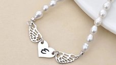 Chic Bijoux - Colier cu Inima Gravata cu Aripi si Perle Rice din Argint 925