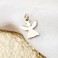 Choker Aur Galben 14K - Pandantiv Ingeras - Lant silicon cu inchizatoare carabina - 1