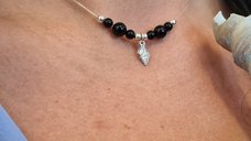 Choker Beach Summer - Personalizat cu 6 Onix si 4 bilute de 4 mm - Diverse pandantive - Argint 925 - Lant silicon cu inchizatoare carabina