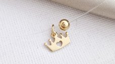 Choker cu diverse pandantive si cu 1 biluta de 4 mm - Argint 925 placat cu Aur Galben 18K - Lant silicon cu inchizatoare carabina