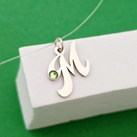 Choker cu initiala si cristal Swarovski - Argint 925 - Lant silicon - 1