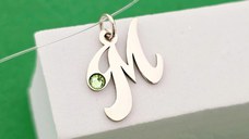 Choker cu initiala si cristal Swarovski - Argint 925 - Lant silicon