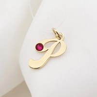 Choker cu initiala si cristal Swarovski - Argint 925 placat cu Aur Galben 18K - Lant silicon - 1