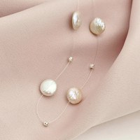 Choker Drop cu perle aplatizate si bilute din Argint 925 - 1