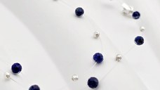 Choker Drop cu pietre Lapis Lazuli si bilute din Argint 925