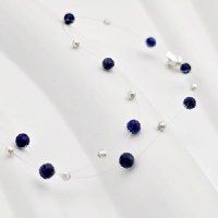 Choker Drop cu pietre Lapis Lazuli si bilute din Argint 925 - 1