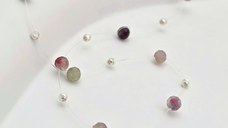 Choker Drop cu pietre turmalina fatetata si bilute din Argint 925