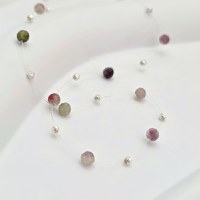 Choker Drop cu pietre turmalina fatetata si bilute din Argint 925 - 1