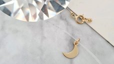 Choker Personalizat din Aur Galben 14K cu Pandantiv Semiluna si Lant Silicon