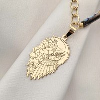 Colier Bufnita Aurie - Perle Tubulare metalizate & Bilute - Argint 925 placat cu Aur 18K - 1