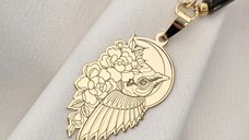 Colier Bufnita Aurie - Perle Tubulare metalizate & Bilute - Argint 925 placat cu Aur 18K