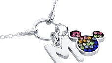 Colier Disney cu Initiala Numelui \ M\ si simbol Mickey Mouse - Argint 925 cu Zirconia Colorate