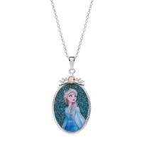 Colier Disney cu poza color Frozen Elsa princess - Argint 925 si Cristale - 1