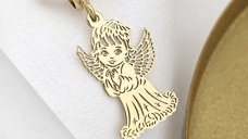 Colier Inger Pazitor - Pandantiv cu decupaje fine & Sirag Elegant de Perle - Argint 925 placat cu Aur Galben 18K