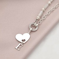 Colier Inima ta, initiala ta - Combinatie lant & Perle Shell - Argint 925 - 1