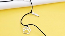 Colier lariat Y - 4 pandantive - Inima si 3 piese la alegere - Argint 925 - snur negru