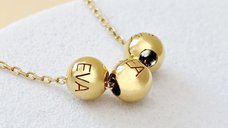 Colier Legaturi Pretioase - 3 bilute personalizate cu nume - Lantisor Forzatina- Argint 925 placat cu Aur Galben 18K