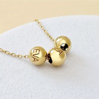 Colier Legaturi Pretioase - 3 bilute personalizate cu nume - Lantisor Forzatina- Argint 925 placat cu Aur Galben 18K - 1