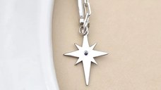 Colier Luceafar - Pandantiv stea cu Safir Albastru - Combinatie lant cu Perle Stick & Bilute - Argint 925 Rodiat