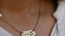 Colier personalizat cu nume - Pandantiv note muzicale din Argint 925 placat cu Aur Galben 18K