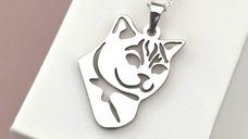 Colier personalizat cu pandantiv pisica British – 18 mm – Argint 925