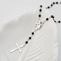 Colier Rozariu - Sfant protector & Cruce - Lant cu pietre Onix - Argint 925 - 1