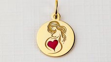 ELM Charm Girl Mama din argint 925 placat cu aur galben 18K