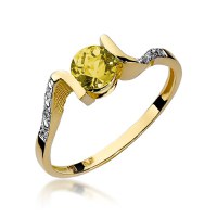 Inel colectia Luxury Aur Galben/Alb 14K cu Citrin 0.50ct - 1